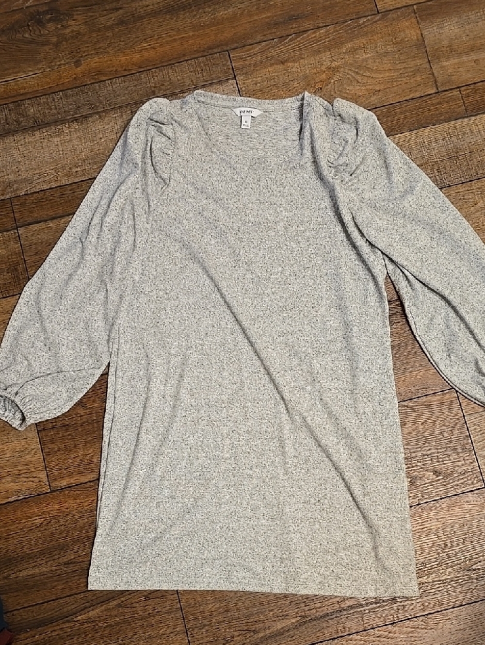 Nine West Heather Gray Long-Sleeve Puff Shoulder Dress